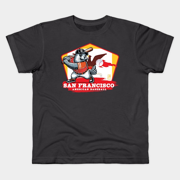 USA - American BASEBALL - San Francisco - Baseball mascot - San Francisco baseball Kids T-Shirt by ArtProjectShop